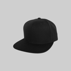 Black snapback cap isolated on plain background