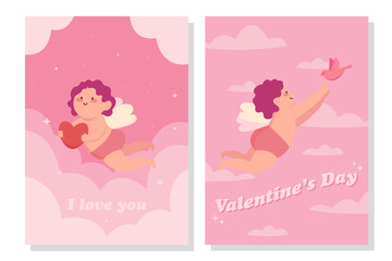 Set of creative Valentines Day cards with hearts,dots,hugs and kisses,gift box and arrows.Romantic illustrations perfect for prints,flyers,posters,save the date,holiday invitations and more.
