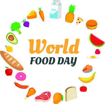 World food day concept with a variety of colorful foods and fruits