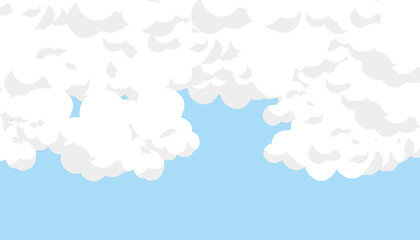 もこもこの雲　青空の背景イラスト