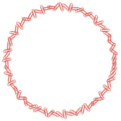 赤いクリップの円形フレーム　ベクターイラスト