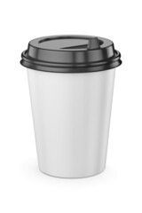 Blank coffee paper cup isolated on white background. 3d endering.