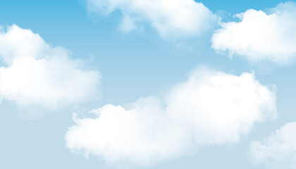 Obraz premium 青空に雲が浮かんでるイラスト