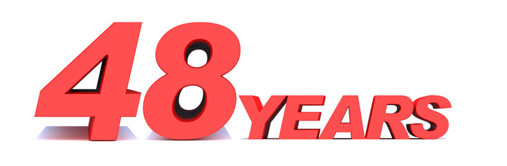 48 YEARS word on white background. 3d illustration