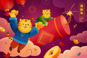 Obraz na płótnie Canvas 2022 CNY tiger zodiac illustration