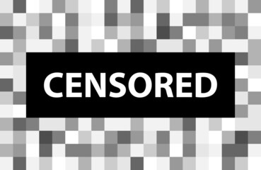 Pixel censored sign. Black censor bar concept