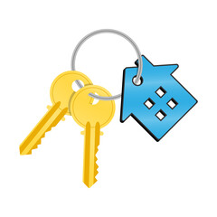House keys with house shaped keychain illustration vector