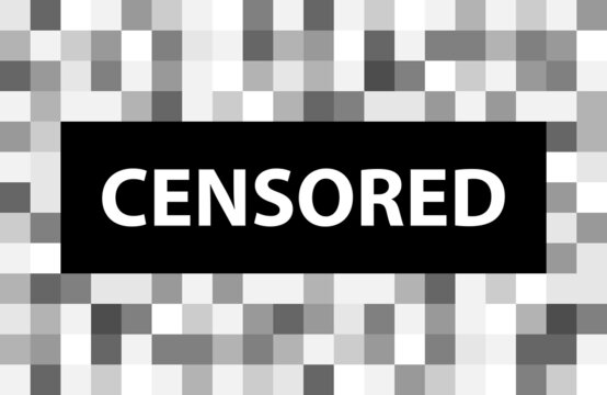 Pixel censored sign. Black censor bar concept