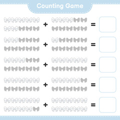 Counting game, count the number of Ribbon and write the result. Educational children game, printable worksheet, vector illustration