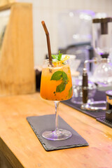 Cocktail passion fruit juice cold refreshing drink.