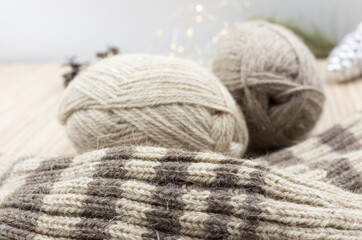 Cozy knitted socks and skeins.