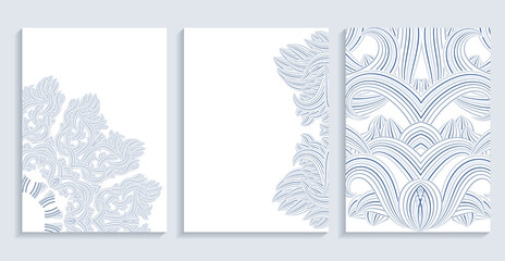 blue floral vector banners background set