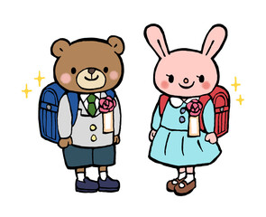 入学式のかわいい手描きイラスト