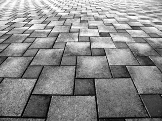 Geometric floor tiles in the park ground