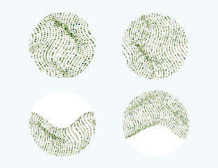 green wavy dot banners circle set