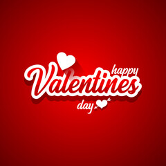 Happy Valentines day calligraphy lettering design on red vector background decorated
 with hearts for decoration, banner, poster, valentine, greeting card, invitation, party, present