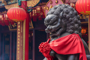 Chinese Lion statue in Wong Tai Sin Temple in Hong Kong