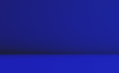 Blue empty stage. Banners of shining parties on the background. 3D render.