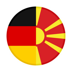 round icon with germany and north macedonia flags. vector illustration isolated on white background