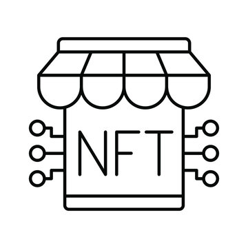 Nft marketplace. Line icon for web design