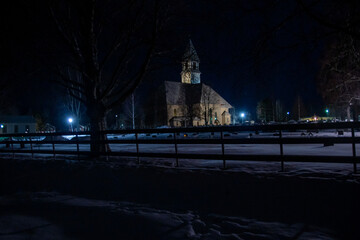 Swedish church at night