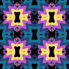 Seamless pattern design. With colourful motifs background.