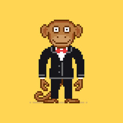 Monkey character in pixel art design