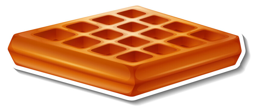 Square waffle in cartoon style