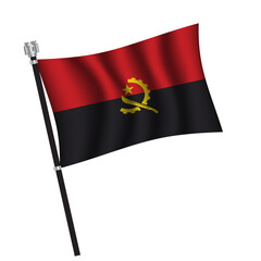 Fototapeta premium Angola flag background with cloth texture. Angola Flag vector illustration eps10.