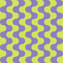 Fototapeta na wymiar Seamless pattern with wavy stripes in retro style. Bright colored vector background. Vintage print in hippie aesthetic, 60s, 70s groovy style