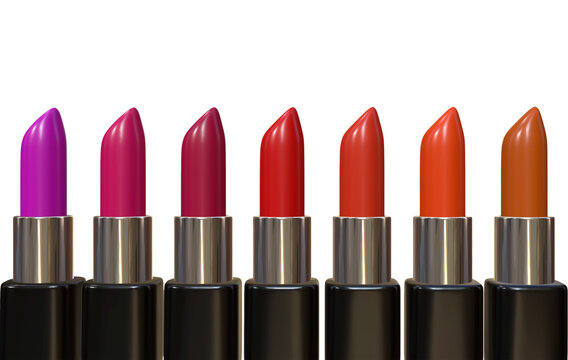 3D rendering of colorful lipstick on white background