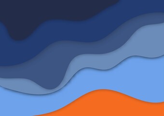 Abstract geometric blue color wavy elements background. paper cut designs. Vector illustration.