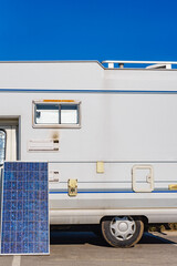 Solar photovoltaic panel at camper caravan