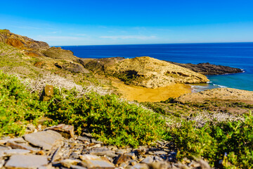 Beach sea shore. Coast in Murcia Spain.