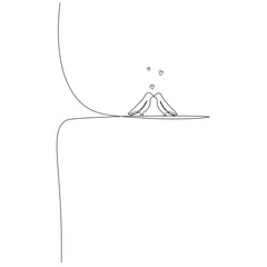 Love heart vector, continuous one line drawing. Vector illustration