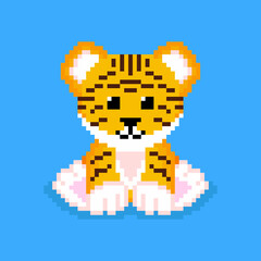 Fototapeta premium Pixel art tiger character
