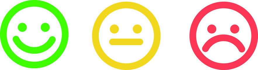 Feedback vector concept. Rank, level of satisfaction rating. Excellent, good, normal, bad awful. Feedback in form of emotions, smileys, emoji. User experience Review of consumer.
