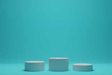 3d render white podium stage background
