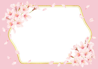 Naklejka na ściany i meble 美しい桜のイラストのフレーム