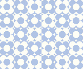 Checkerboard seamless pattern with geometric shaped flowers. Colorful vector background in retro style. Vintage hippie aesthetic, 60s, 70s