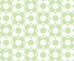Checkerboard seamless pattern with geometric shaped flowers. Colorful vector background in retro style. Vintage hippie aesthetic, 60s, 70s