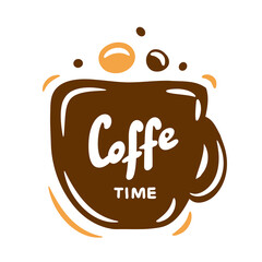 Coffee lettering, icon, sticker