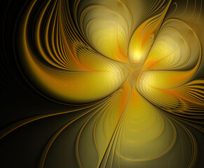 Abstract fractal golden  yellow glowing pattern