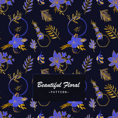 Beautiful blue floral seamless pattern background