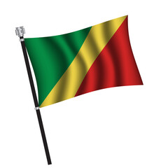 Republic of Congo flag background with cloth texture. Republic of Congo Flag vector illustration eps10.