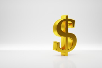 golden 3d dollar symbol, conceptual image for finance and money, cgi
