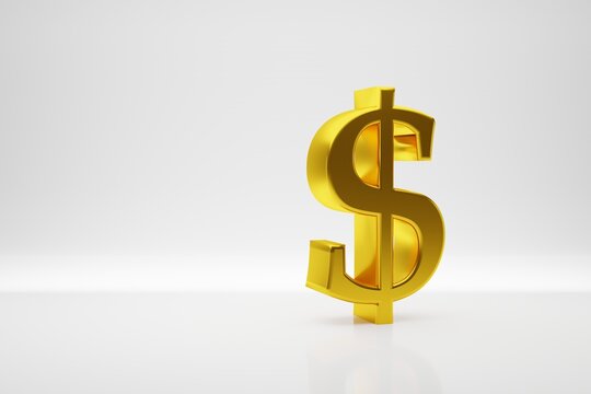 golden 3d dollar symbol, conceptual image for finance and money, cgi
