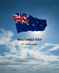 New Zealand Waitangi day card with flag - 479712609