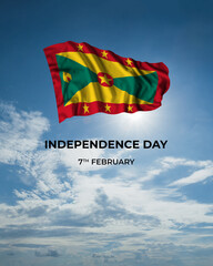 Grenada independence day card with flag