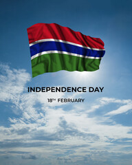 Gambia independence day card with flag
